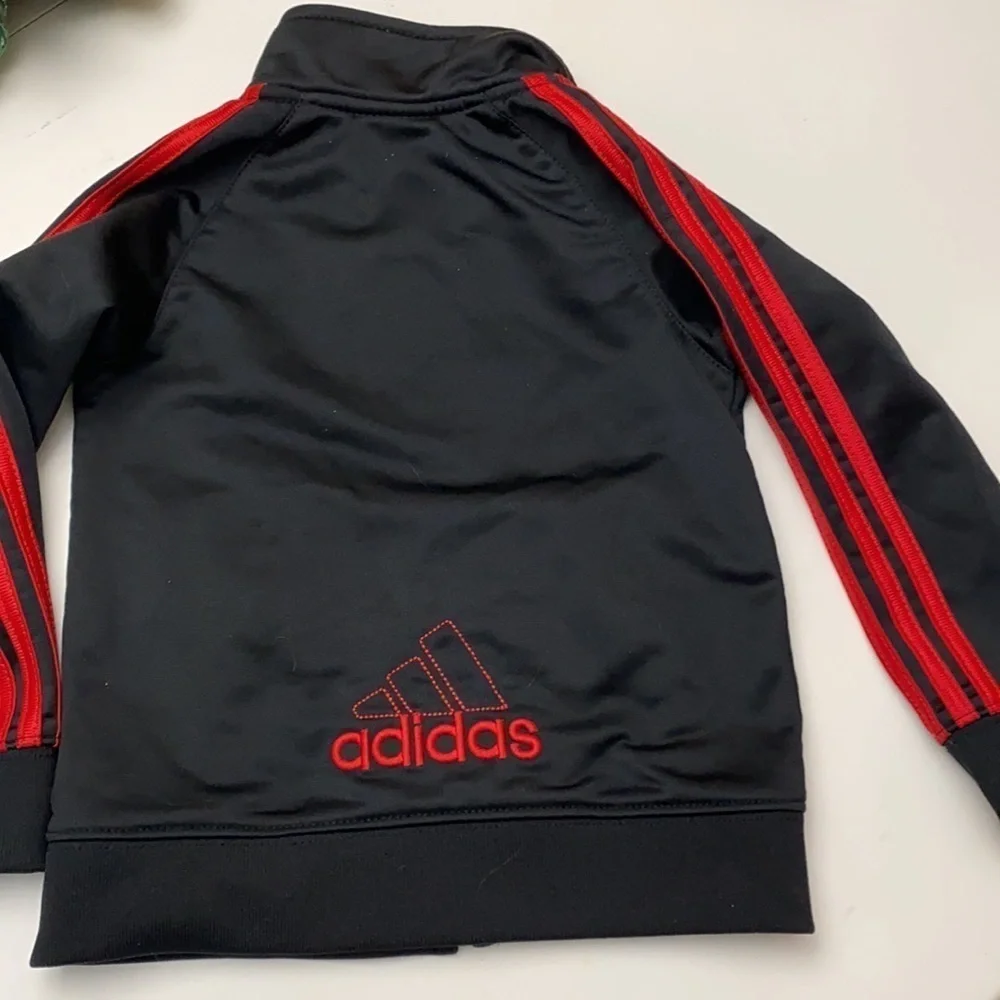 Child’s Adidas Black and Red Zip Up Polyester Jacket Size 24 Months